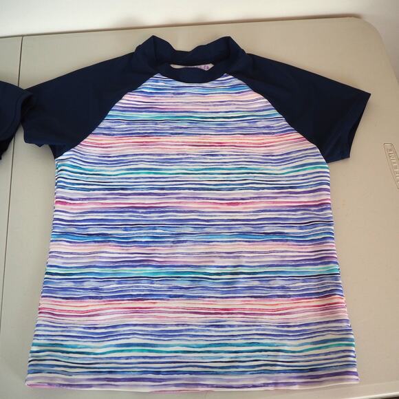 Athleta Girl Swim Rash Guards Youth Size XL/14 Lot of 2 Floral Multi Color - Picture 3 of 14